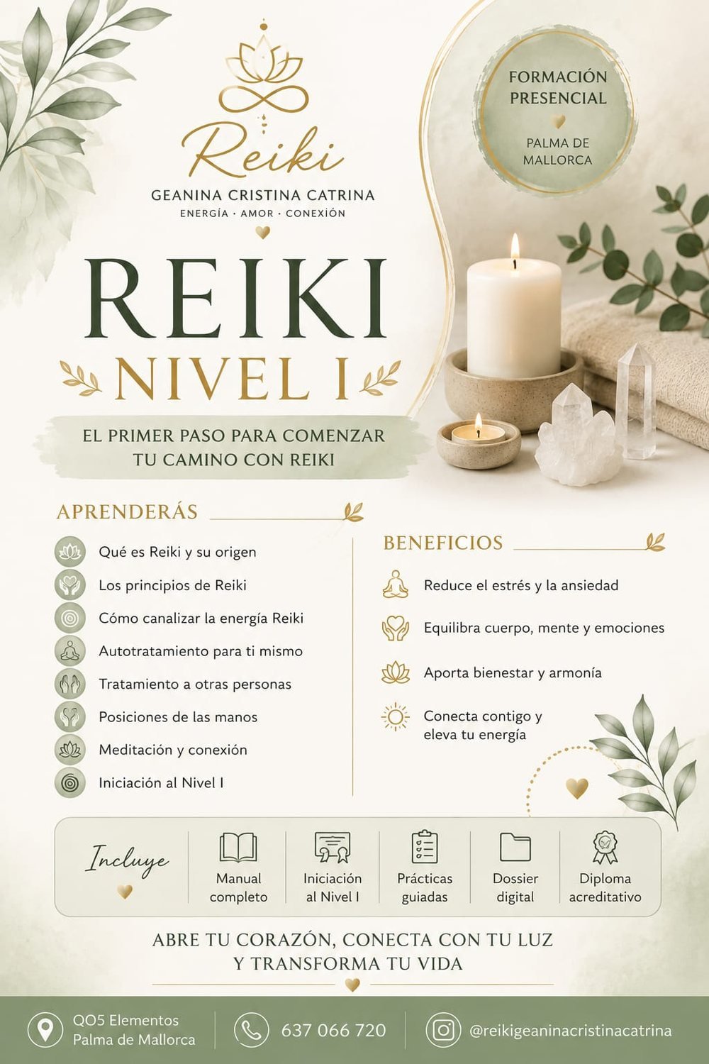 Formación Reiki Nivel 1 con Geanina Cristina Catrina