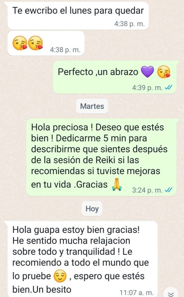 Opinión real de una clienta de Reiki con Geanina